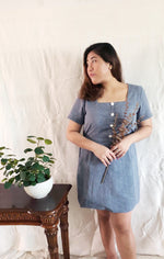 Load image into Gallery viewer, Plus Size Square Neck Mini Dress in Blue
