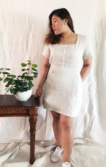 Load image into Gallery viewer, Plus Size Square Neck Mini A Line Dress in Nude
