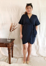 Load image into Gallery viewer, Plus Size Wrap Mini Dress in Blue
