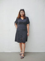 Load image into Gallery viewer, Plus Size Empire Cut Midi Dress in Polka Dot Print

