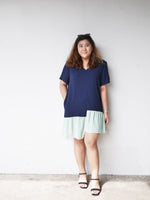Load image into Gallery viewer, Plus Size Drophem Dress in Navy Mint
